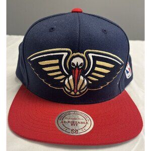 Mitchell & Ness‎ New Orleans Pelicans Hat Unisex Blue Snapback Spell out NBA